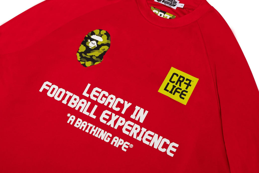BAPE X CR7 LIFE 】MULTI LOGO POLY RELAXED FIT LS FOOTBALL JERSEY
