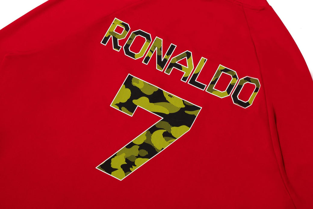 BAPE X CR7 LIFE 】MULTI LOGO POLY RELAXED FIT LS FOOTBALL JERSEY
