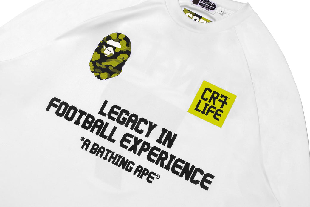 BAPE X CR7 LIFE 】MULTI LOGO POLY RELAXED FIT LS FOOTBALL JERSEY