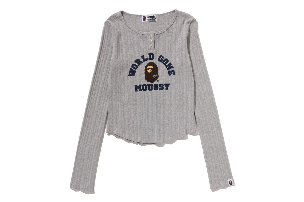 MOUSSY BAPE HENRY NECK L/S TEE 白 MOUSSY A BATHING APE HENRY NECK L/S TEE - メルカリ