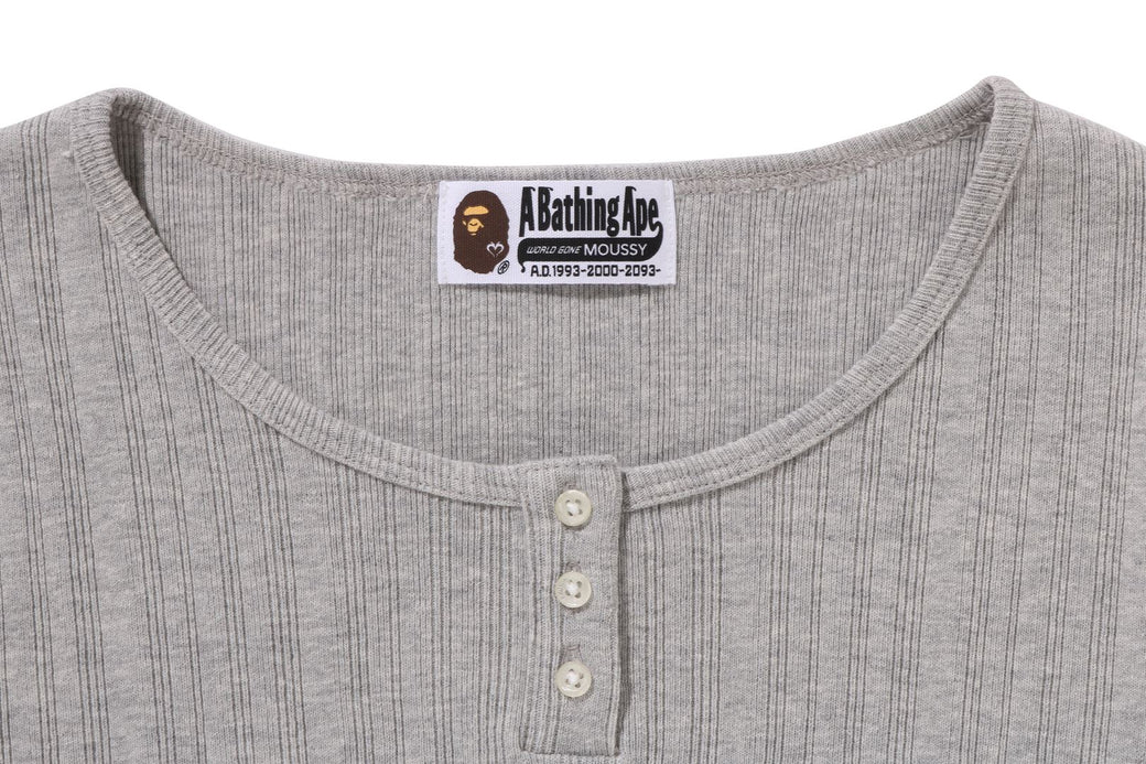 BAPE X MOUSSY 】HENRY NECK L/S TEE | bape.com