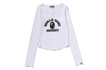 【 BAPE X MOUSSY 】HENRY NECK L/S TEE