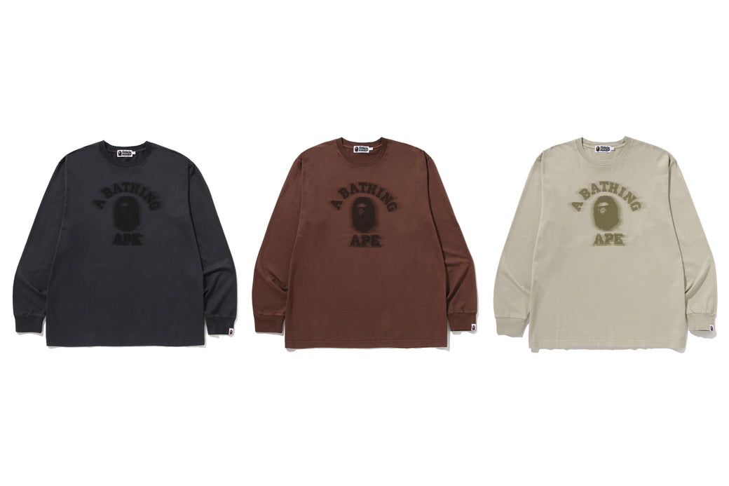 GARMENT DYE COLLEGE RELAXED FIT LS TEE | bape.com