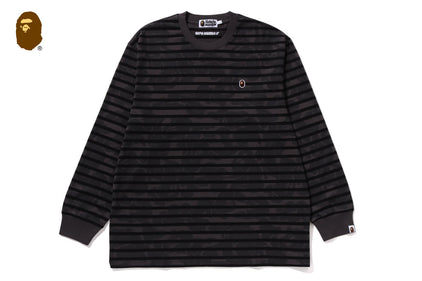 SOLID CAMO ONE POINT RELAXED FIT STRIPE LS TEE