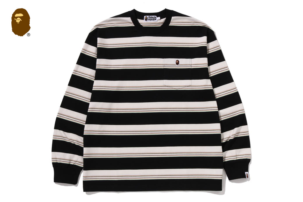 STRIPE ONE POINT RELAXED FIT POCKET LS TEE | bape.com