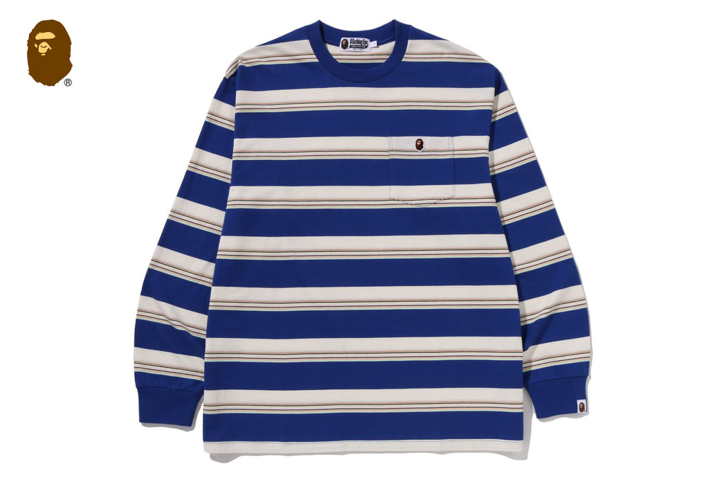 STRIPE ONE POINT RELAXED FIT POCKET LS TEE | bape.com