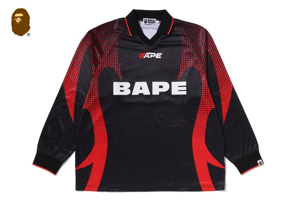 APE FLAME MONOGRAM JACQUARD LOGO RELAXED FIT FOOTBALL JERSEY
