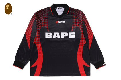 APE FLAME MONOGRAM JACQUARD LOGO RELAXED FIT FOOTBALL JERSEY