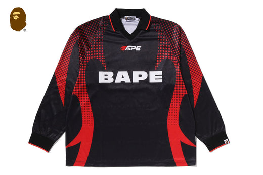 APE FLAME MONOGRAM JACQUARD LOGO RELAXED FIT FOOTBALL JERSEY