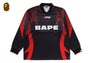 APE FLAME MONOGRAM JACQUARD LOGO RELAXED FIT FOOTBALL JERSEY