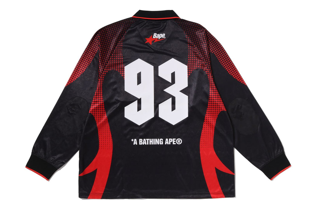 ウェア A BATHING APE  BAPE Flame Jersey APE FLAME MONOGRAM JACQUARD LOGO RELAXED FIT FOOTBALL JERSEY