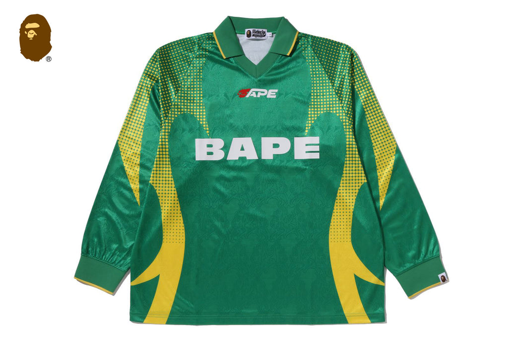 APE FLAME MONOGRAM JACQUARD LOGO RELAXED FIT FOOTBALL JERSEY