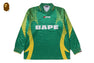 APE FLAME MONOGRAM JACQUARD LOGO RELAXED FIT FOOTBALL JERSEY