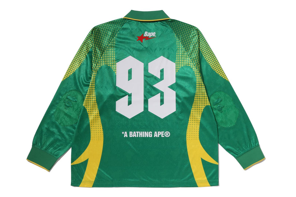APE FLAME MONOGRAM JACQUARD LOGO RELAXED FIT FOOTBALL JERSEY