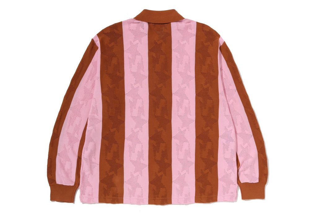 STA STRIPE PATTERN JACQUARD MULTI LOGO RELAXED FIT LS TEE | bape.com