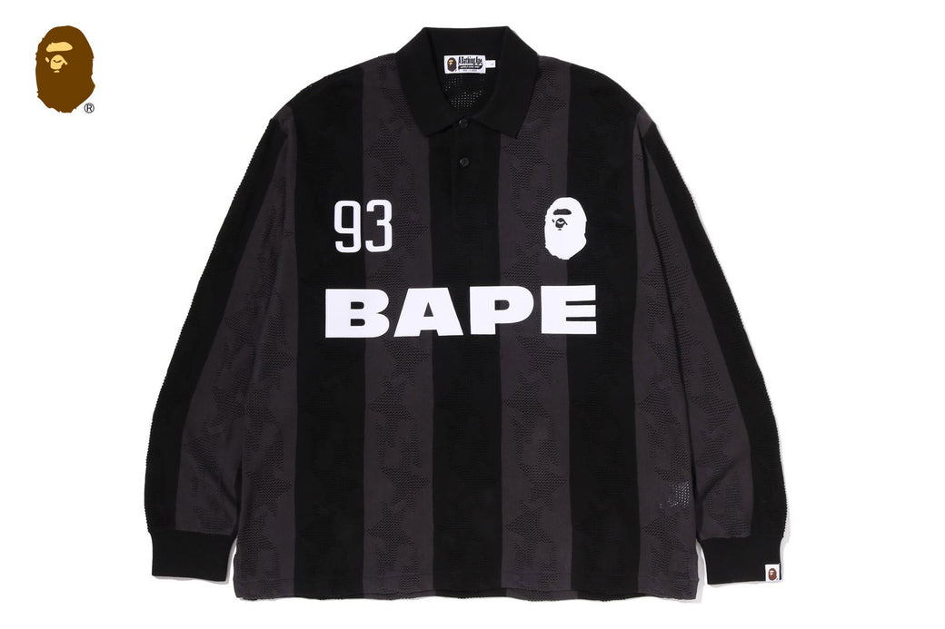 STA STRIPE PATTERN JACQUARD MULTI LOGO RELAXED FIT LS TEE | bape.com