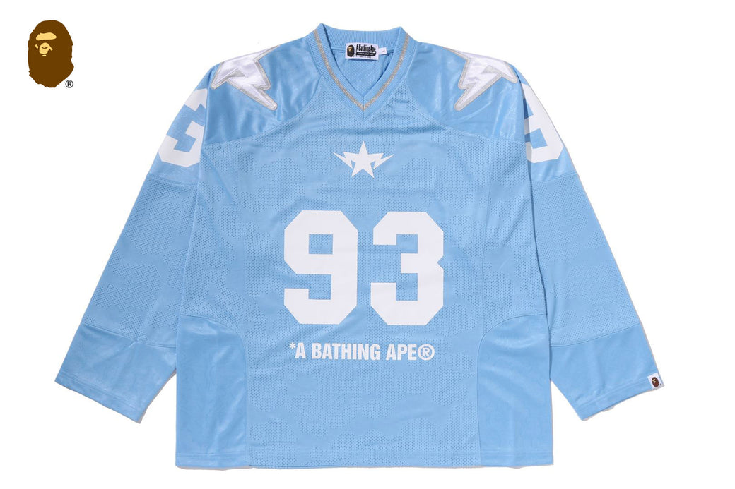 LINE CAMO MULTI LOGO CROPPED FIT FOOTBALL JERSEY | bape.com