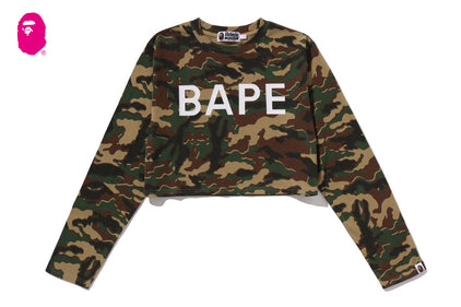 GLITCH WOODLAND CAMO BAPE CROPPED L/S TEE