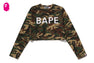 GLITCH WOODLAND CAMO BAPE CROPPED L/S TEE