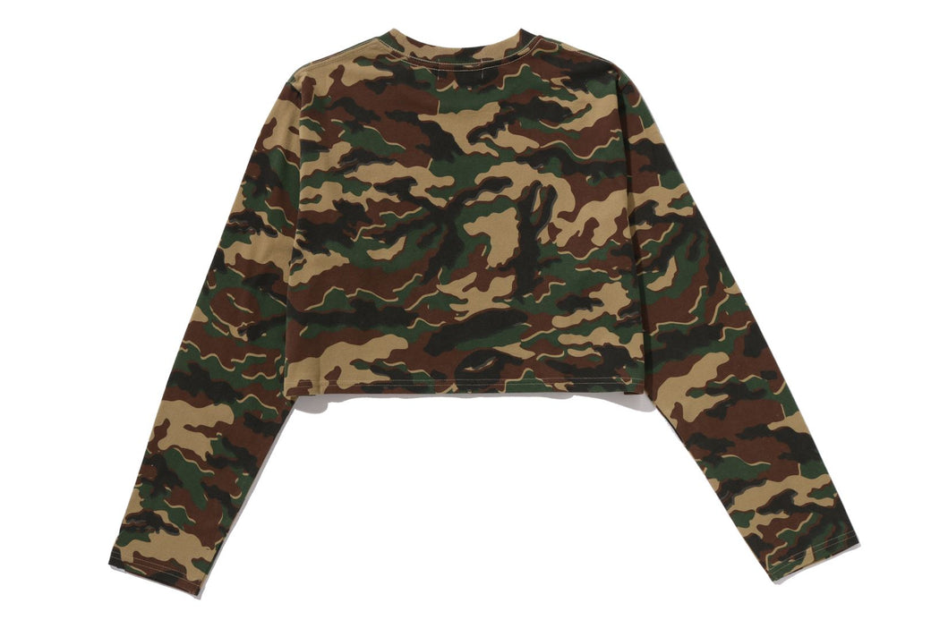 GLITCH WOODLAND CAMO BAPE CROPPED L/S TEE | bape.com