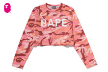 GLITCH WOODLAND CAMO BAPE CROPPED L/S TEE