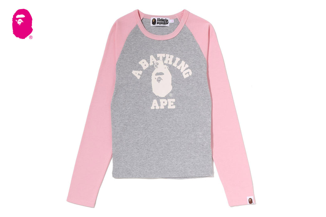 COLLEGE RAGLAN CROPPED LS TEE | bape.com