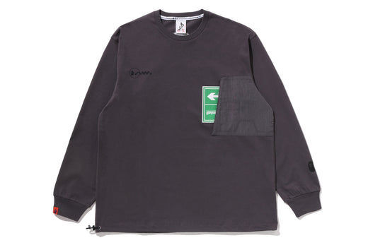 BAPE BY KAZUKI KURAISHI 】“EXIT” POCKET LONG SLEEVES TEE | bape.com