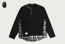 BAPE BLACK LAYERED CHECK HENLEY POCKET LS TEE