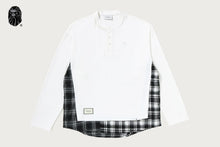 BAPE BLACK LAYERED CHECK HENLEY POCKET LS TEE
