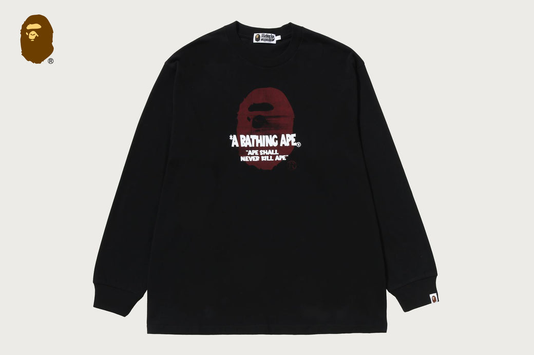 SPRAY APE HEAD RELAXED FIT LS TEE | bape.com
