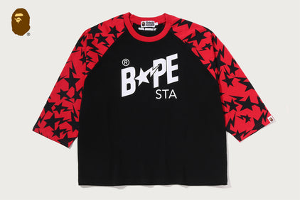 STA PATTERN BAPE STA RAGLAN CROPPED FIT LS TEE