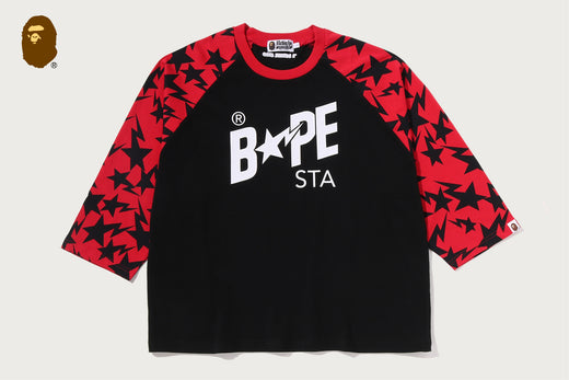 STA PATTERN BAPE STA RAGLAN CROPPED FIT LS TEE