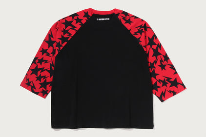 STA PATTERN BAPE STA RAGLAN CROPPED FIT LS TEE