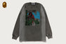 HEAVY WASHED BAPE MILITARY GRAPHIC RELAXED FIT LS TEE