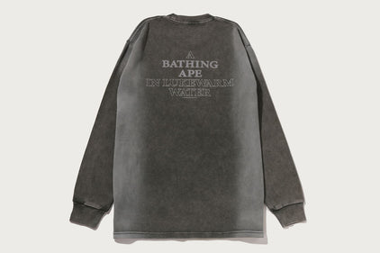 HEAVY WASHED BAPE MILITARY GRAPHIC RELAXED FIT LS TEE