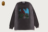 HEAVY WASHED BAPE MILITARY GRAPHIC RELAXED FIT LS TEE