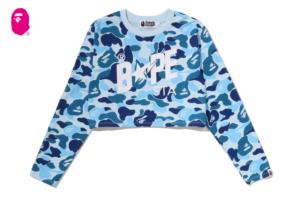 ABC CAMO BAPE STA LOGO CROPPED LS TEE | bape.com