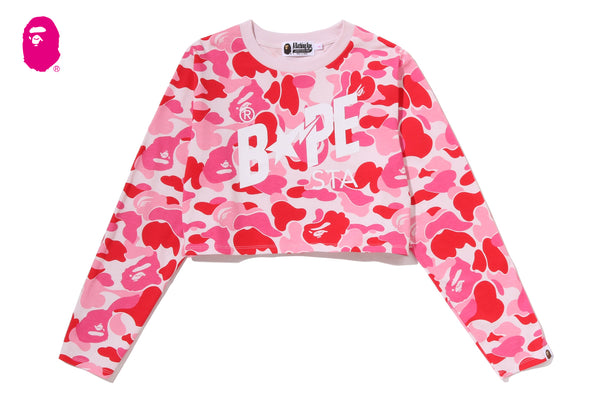 ABC CAMO BAPE STA LOGO CROPPED LS TEE | bape.com