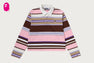 APE HEAD ONE POINT STRIPE BOXY CROPPED L/S POLO TEE