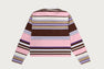 APE HEAD ONE POINT STRIPE BOXY CROPPED L/S POLO TEE