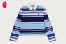 APE HEAD ONE POINT STRIPE BOXY CROPPED L/S POLO TEE