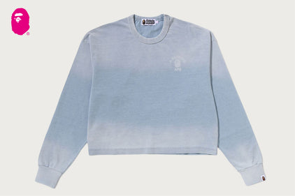 INDIGO COLLEGE PRINT BOXY CROPPED LS TEE