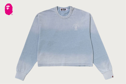 INDIGO COLLEGE PRINT BOXY CROPPED LS TEE