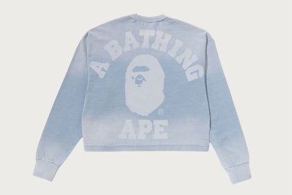 INDIGO COLLEGE PRINT BOXY CROPPED LS TEE