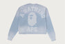 INDIGO COLLEGE PRINT BOXY CROPPED LS TEE