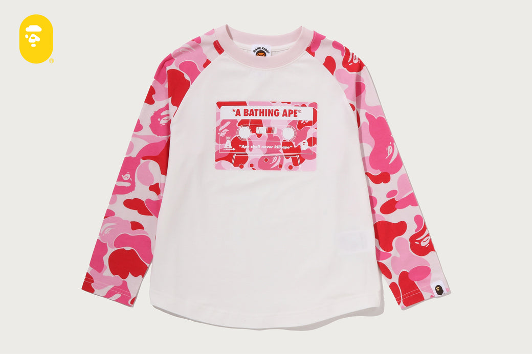 ABC CAMO CASSETTE TAPE RAGLAN LS TEE | bape.com