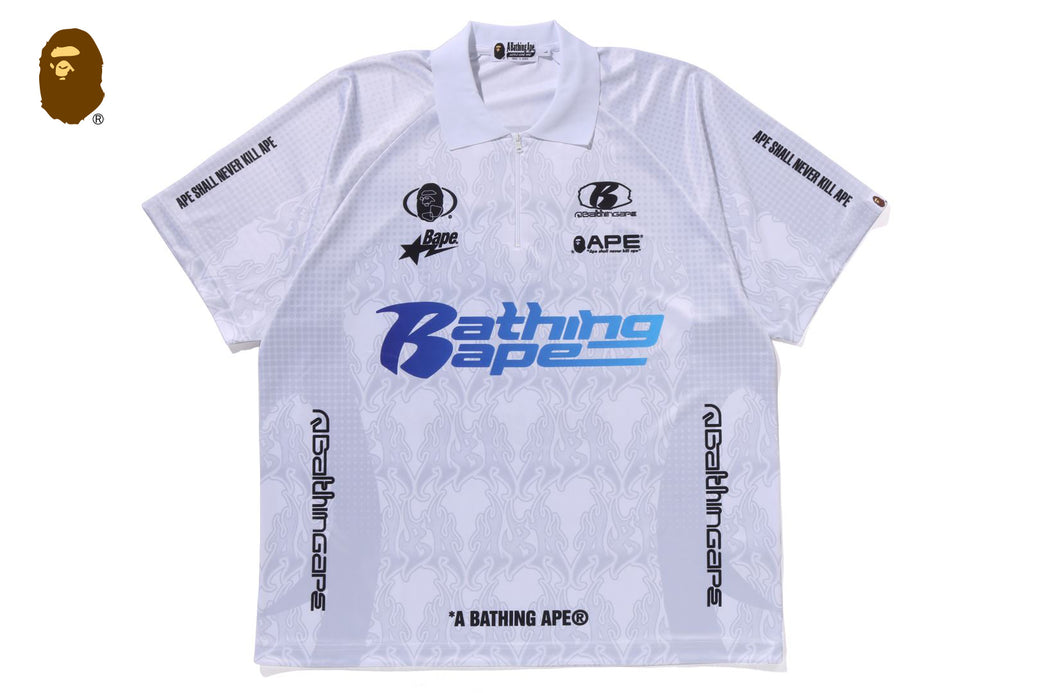 POLA - 【apap30 ページ】 FLAME PATTERN OVERALL PRINT HALF ZIP RELAX FIT POLO SHIRT