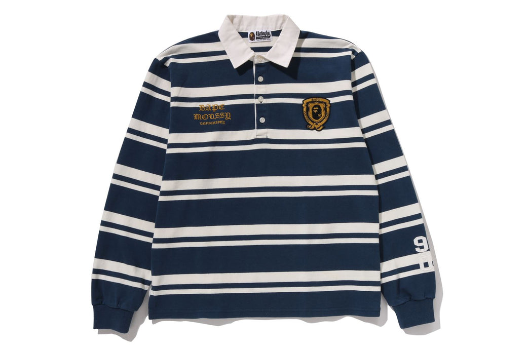 BAPE X MOUSSY 】STRIPED RUGBY L/S SHIRT