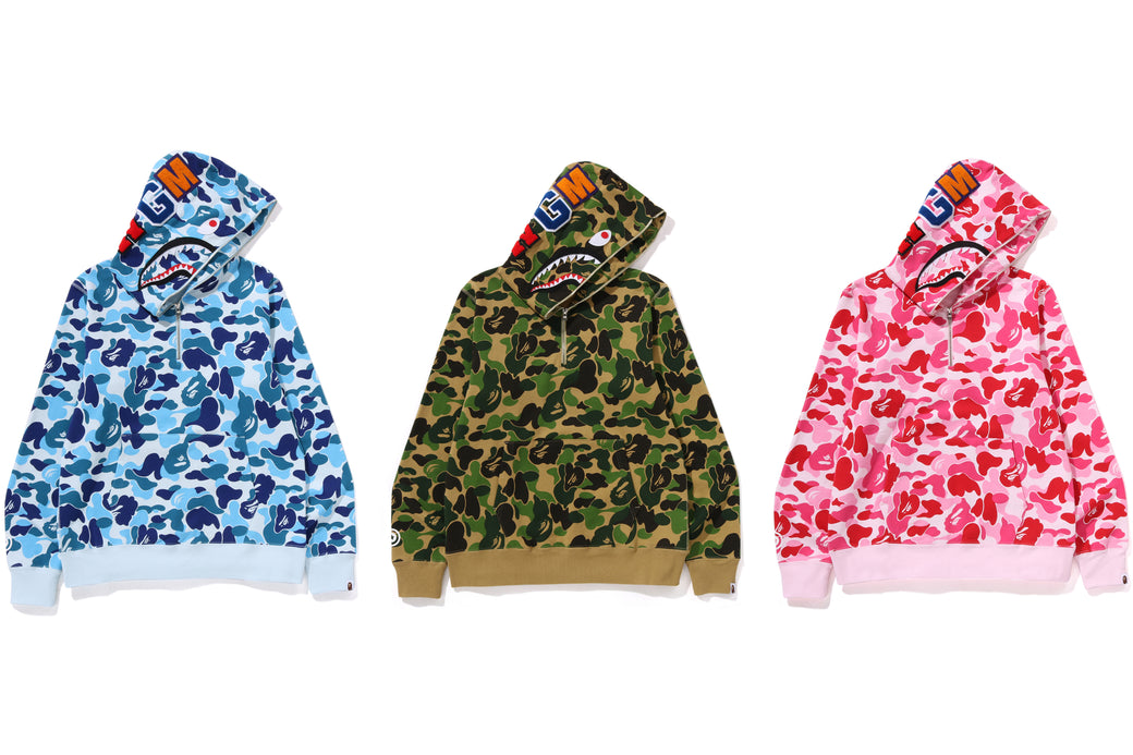 ABC CAMO SHARK HALF ZIP PULLOVER HOODIE bape