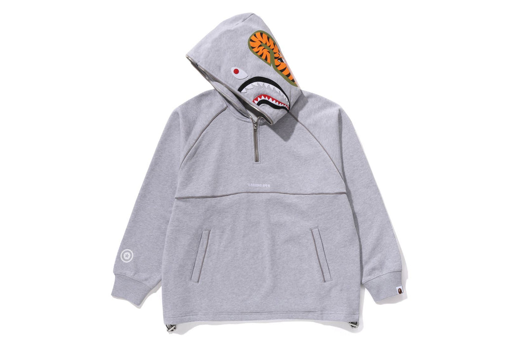 SHARK LOGO HALF ZIP RELAXED FIT PULLOVER HOODIE | bape.com